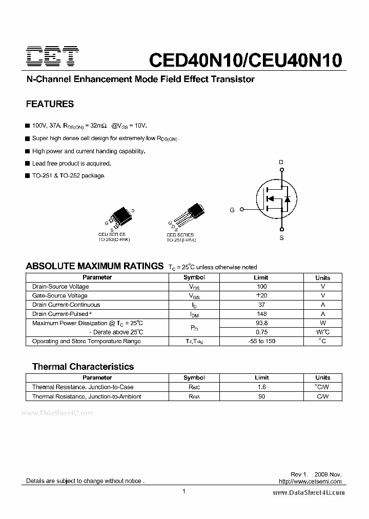 CEU40N10_1661652.PDF Datasheet