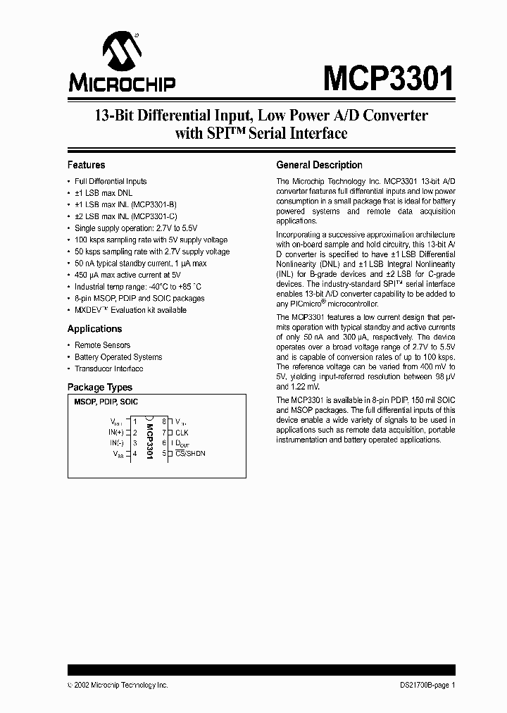 MCP3301-CI-SN_1142535.PDF Datasheet
