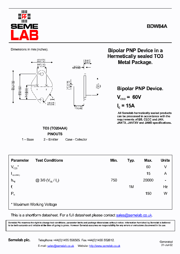 BDW84A_1688725.PDF Datasheet