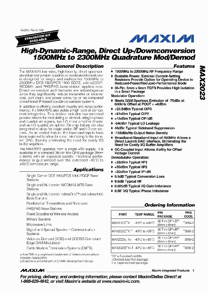 MAX2023ETX_1171878.PDF Datasheet