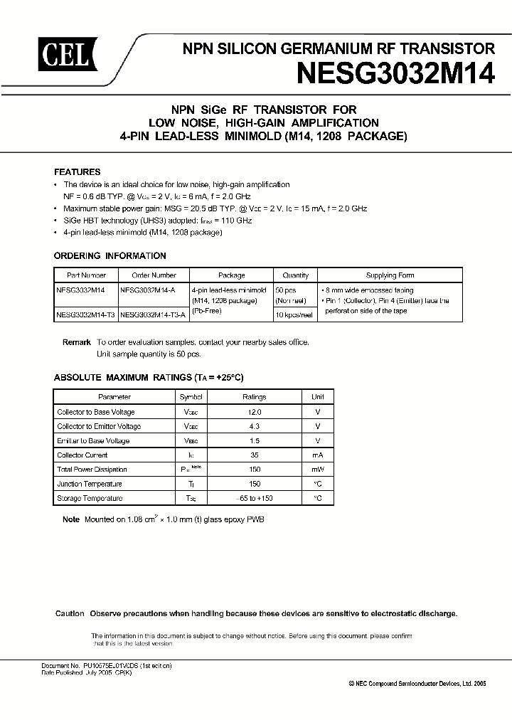 NESG3032M14-T3-A_1301639.PDF Datasheet