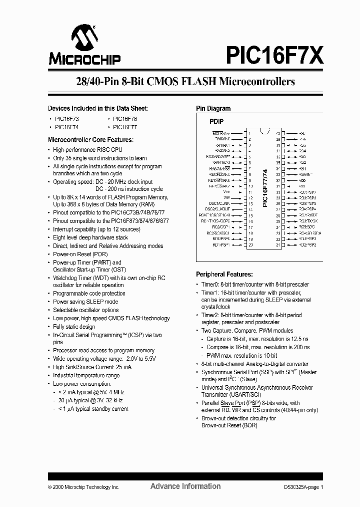 PIC16LF77-IPT_1335069.PDF Datasheet