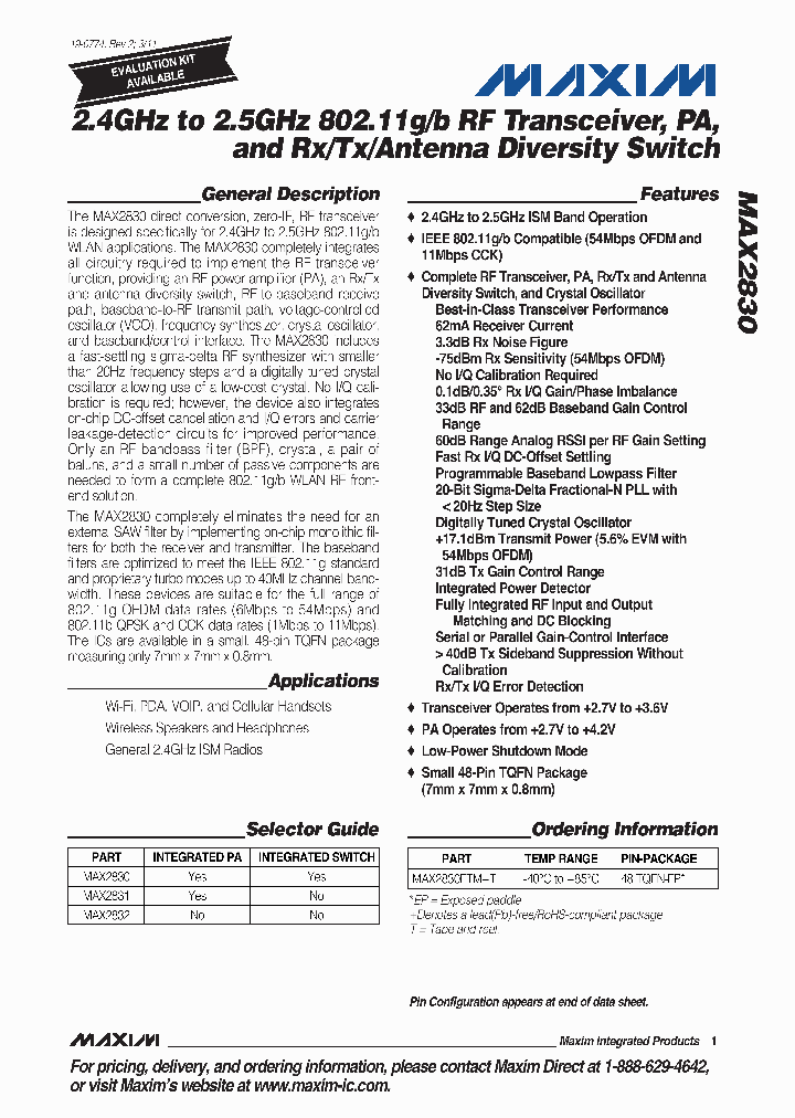 MAX2830ETM_1725575.PDF Datasheet