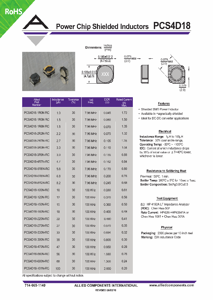PCS4D18-1R0N-RC10_1749478.PDF Datasheet