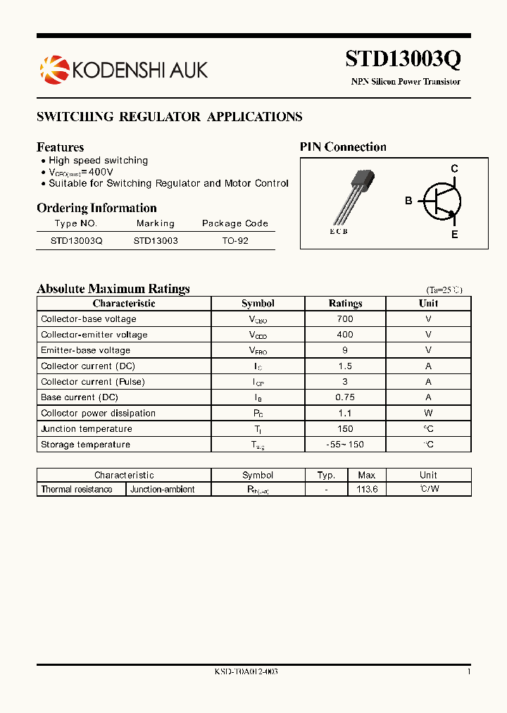 STD13003Q_1764840.PDF Datasheet