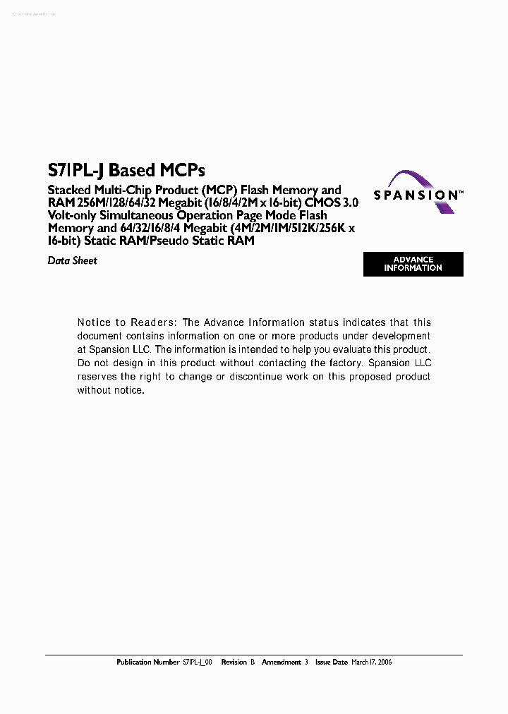 S71PL064J_1765488.PDF Datasheet