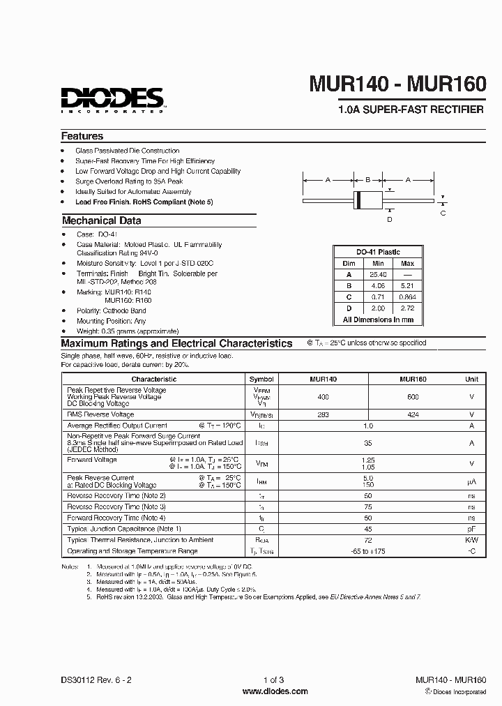 MUR140-T_1523975.PDF Datasheet