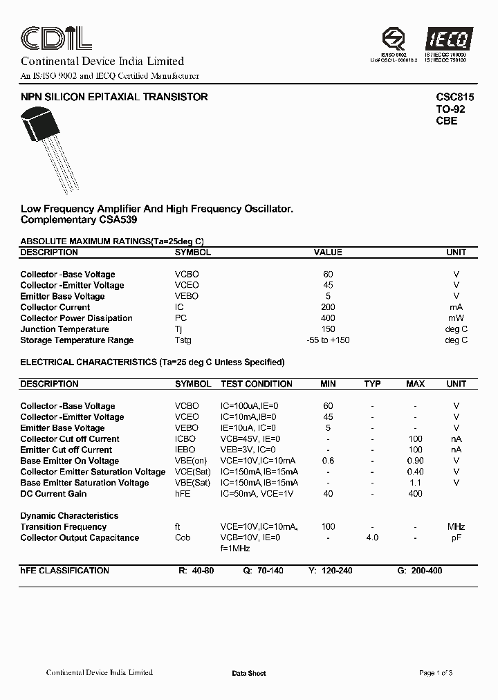 CSC815Q_1788655.PDF Datasheet