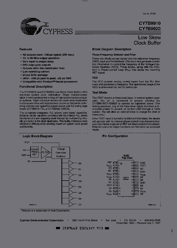 CY7B9910-2SCT_1792983.PDF Datasheet