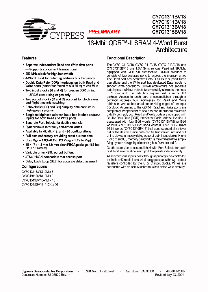 CY7C1311BV18-167BZXC_1939607.PDF Datasheet