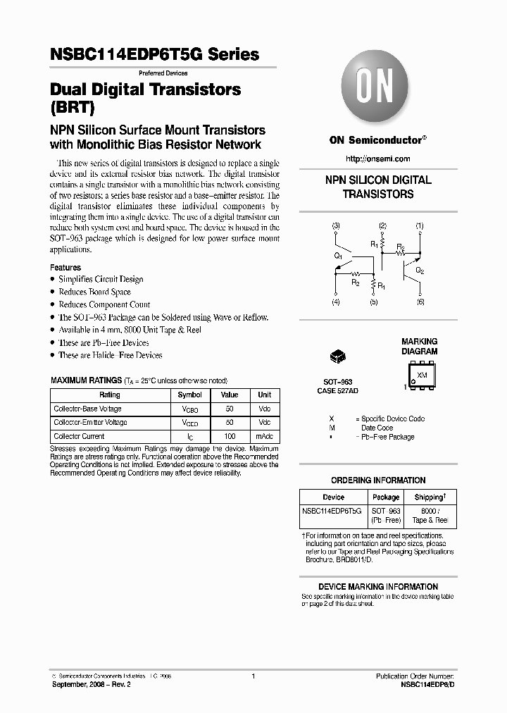 NSBC144WDP6T5G_1932375.PDF Datasheet