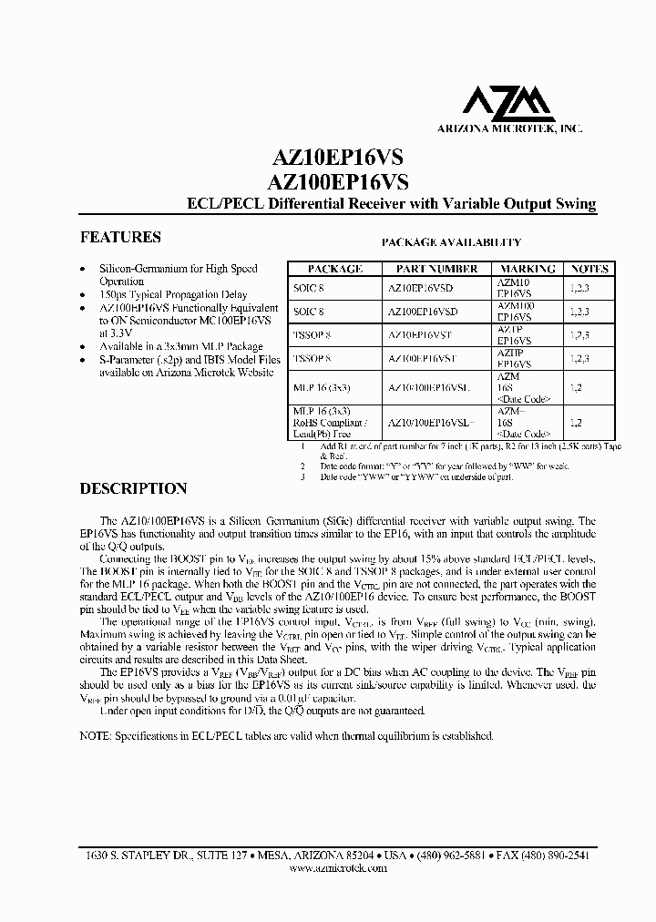 AZ10100EP16VSL_1932609.PDF Datasheet