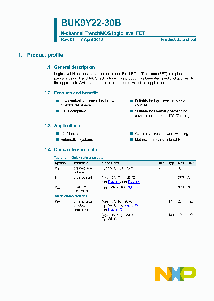 BUK9Y22-30B_1958320.PDF Datasheet