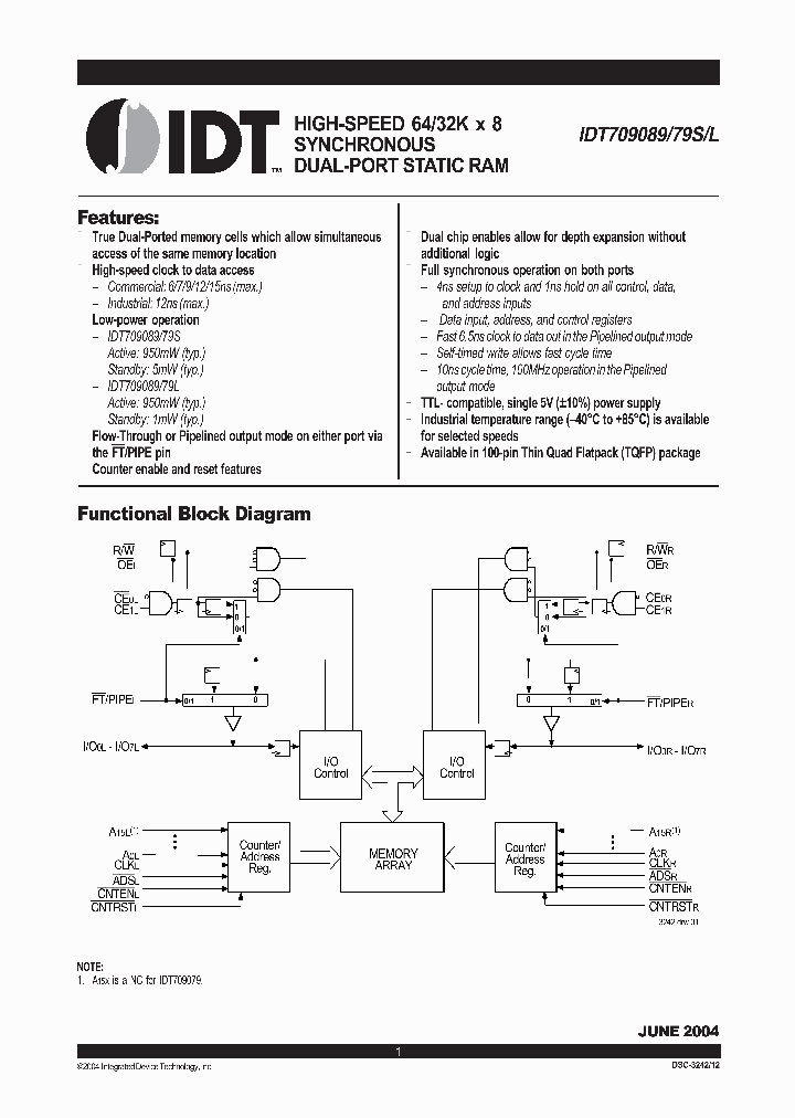 IDT709079L15PF_1963222.PDF Datasheet