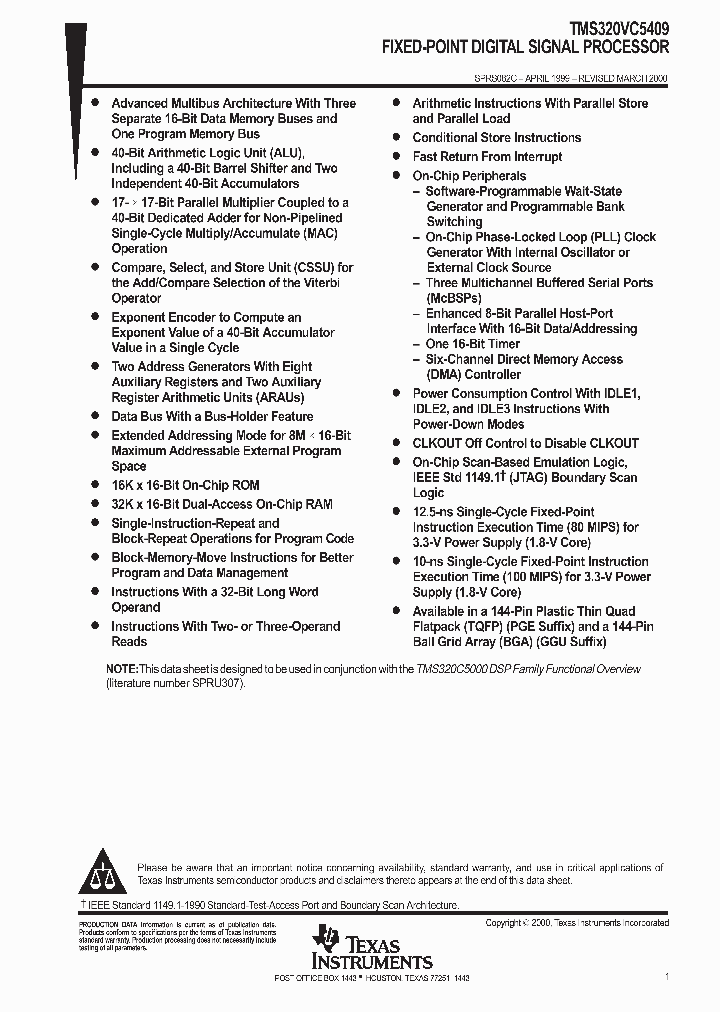 TMS320VC5409PGE-100_1980000.PDF Datasheet