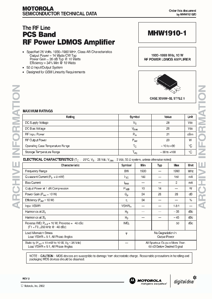 MHW1910D_1987409.PDF Datasheet