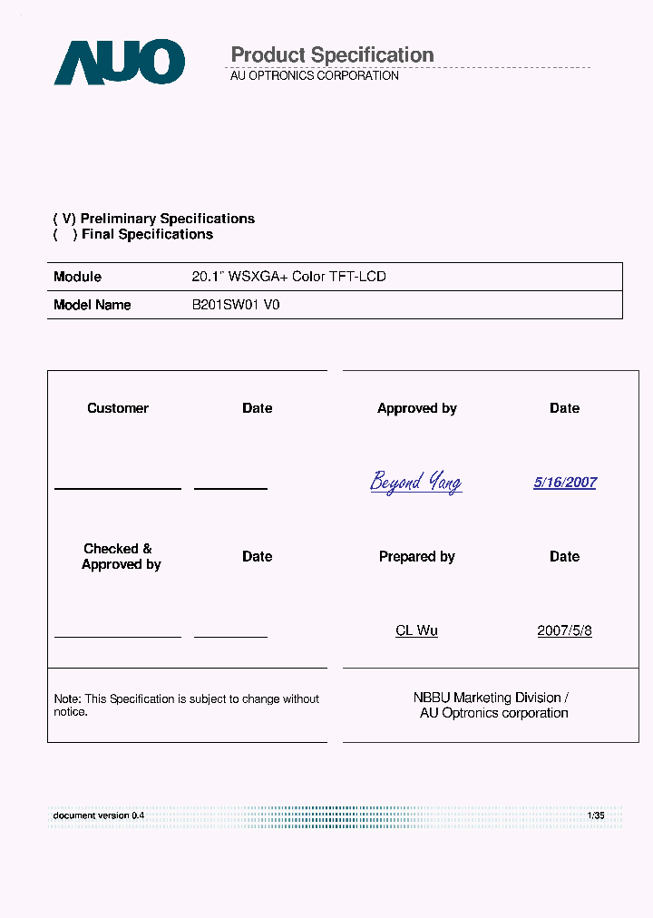 B201SW01V0_1998292.PDF Datasheet