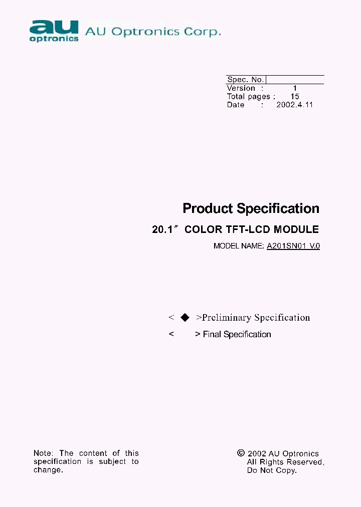 A201SN01V0_2009066.PDF Datasheet