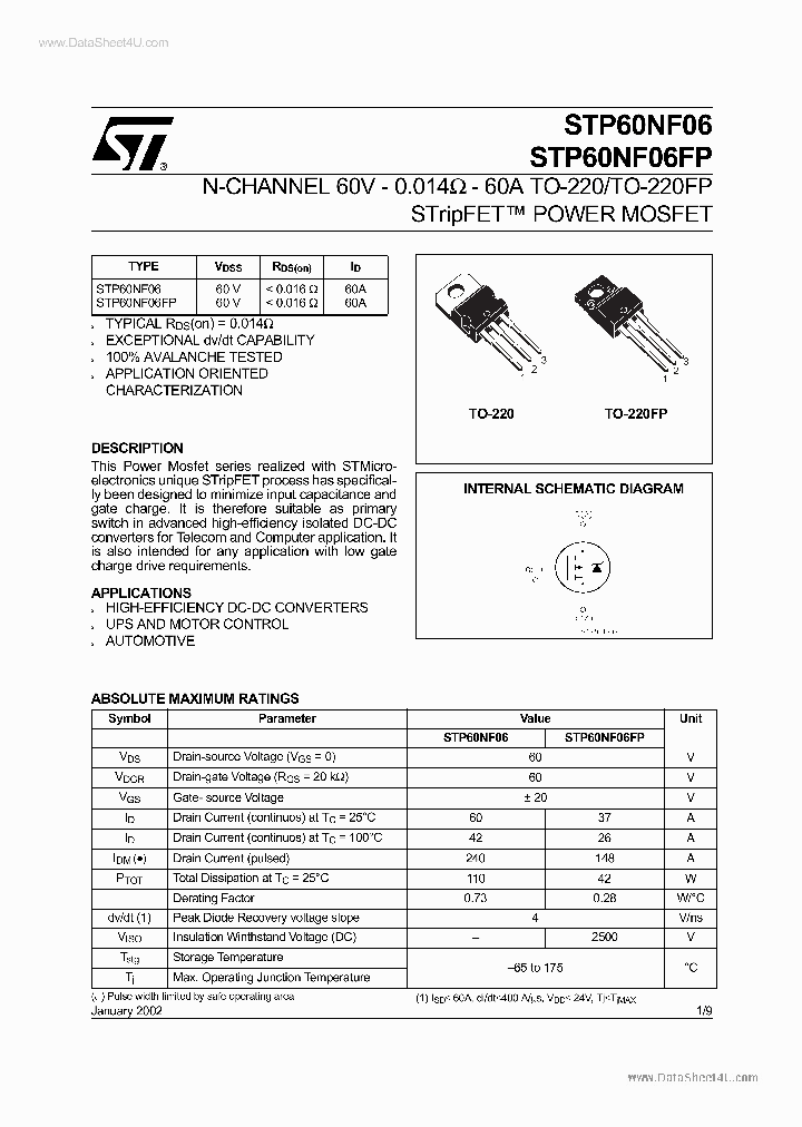P60NF06_2012615.PDF Datasheet Download --- IC-ON-LINE