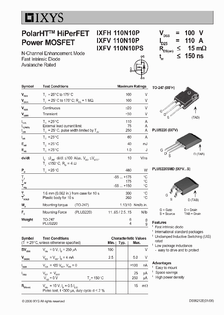 IXFH110N10P_2036523.PDF Datasheet