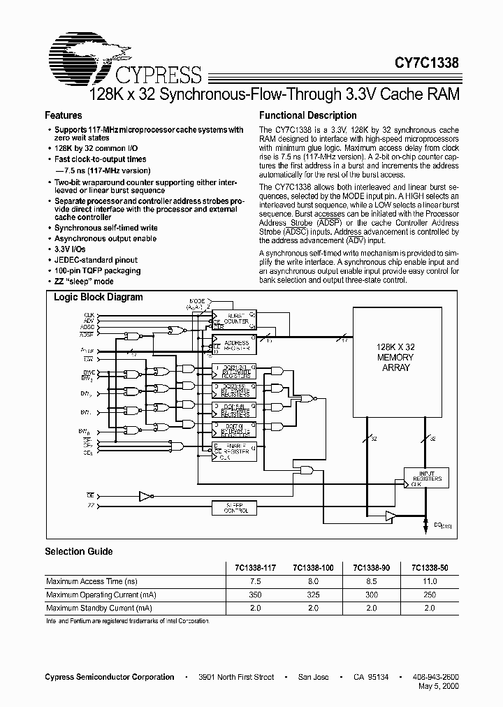 CY7C1338-90AC_2051699.PDF Datasheet
