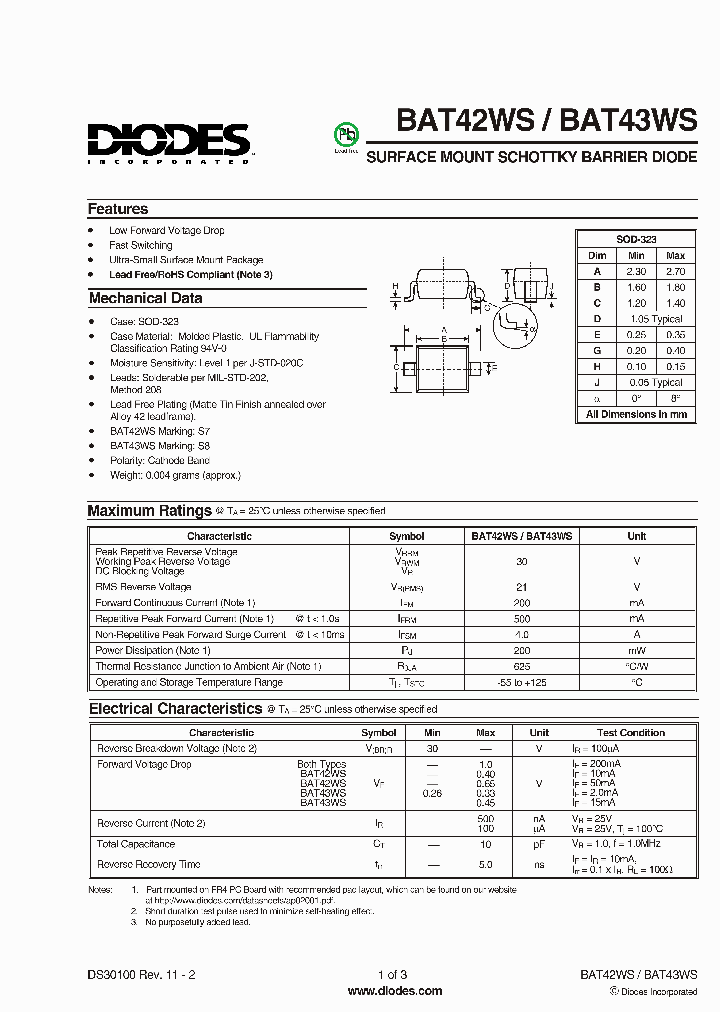 BAT43WS-7-F_2068401.PDF Datasheet