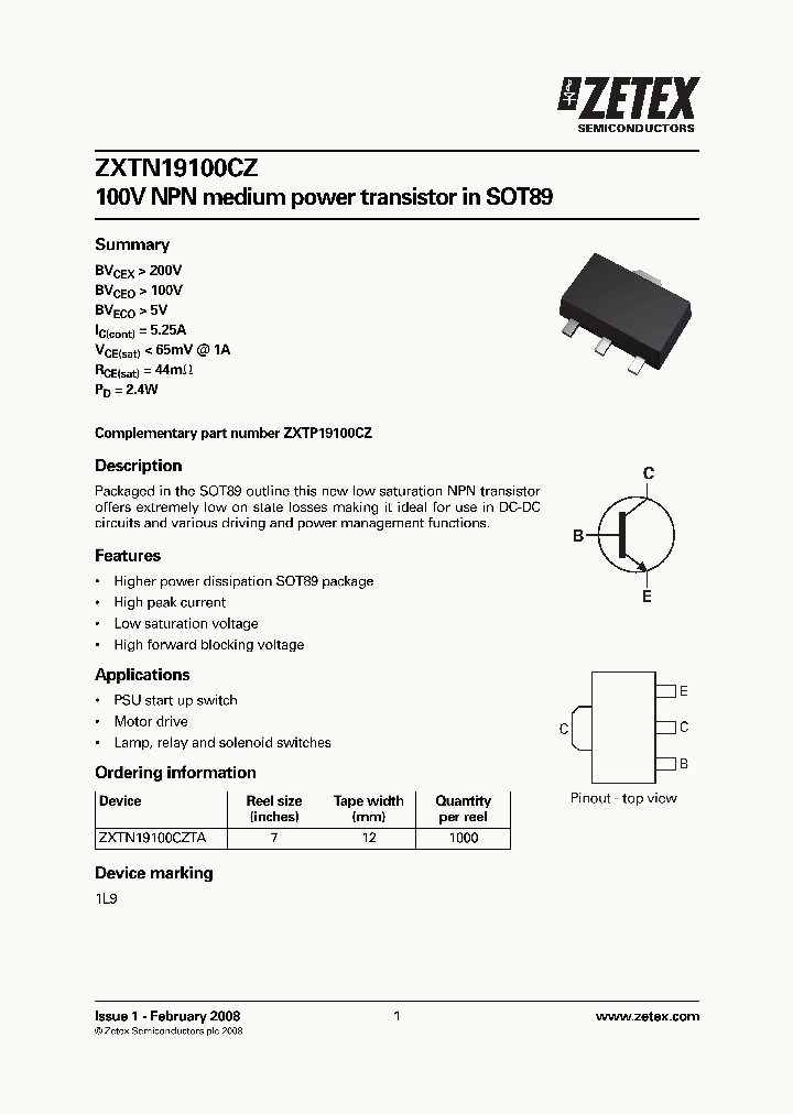 ZXTN19100CZ_2094630.PDF Datasheet