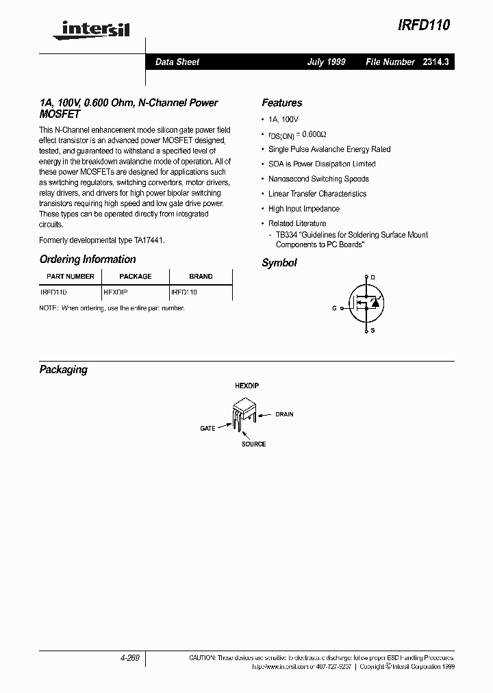 IRFD110_2103739.PDF Datasheet