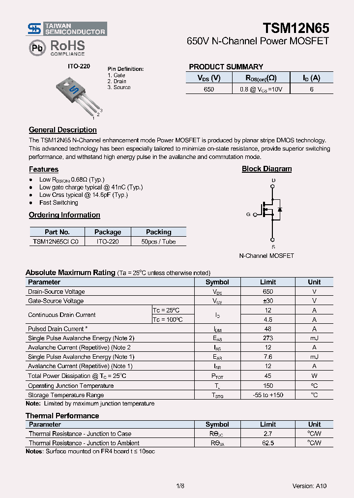 TSM12N65CIC0_2180188.PDF Datasheet
