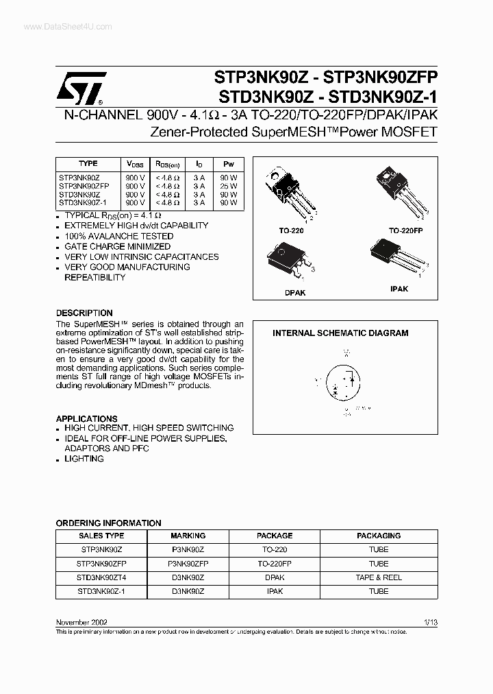 STP3NK90Z_2218993.PDF Datasheet