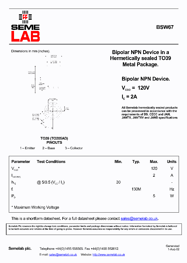 BSW67_2292917.PDF Datasheet