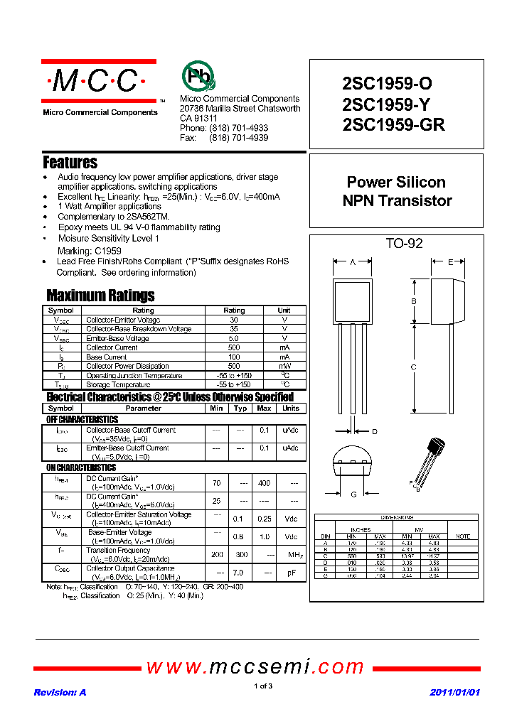 2SC1959-O_2314335.PDF Datasheet