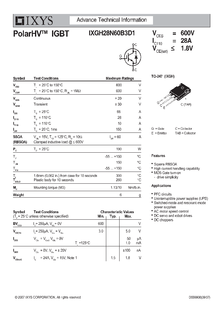 IXGH28N60B3D1_2375459.PDF Datasheet