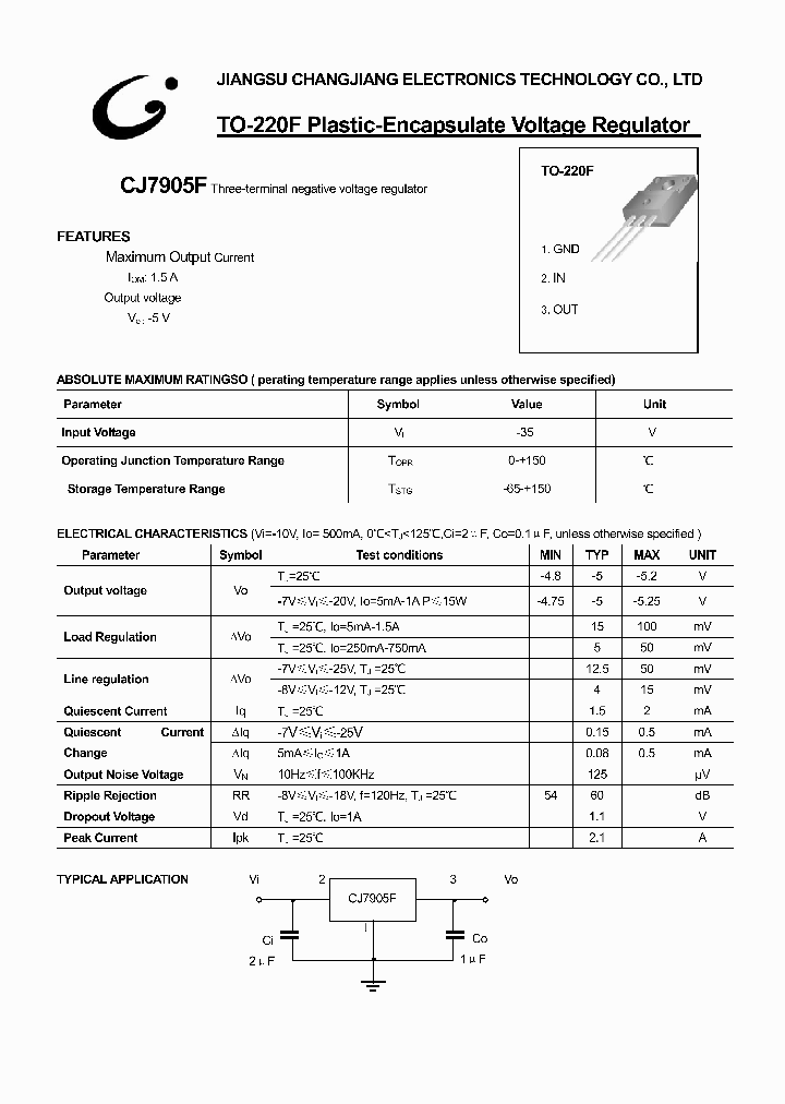 CJ7905F-TO-220F_2400295.PDF Datasheet