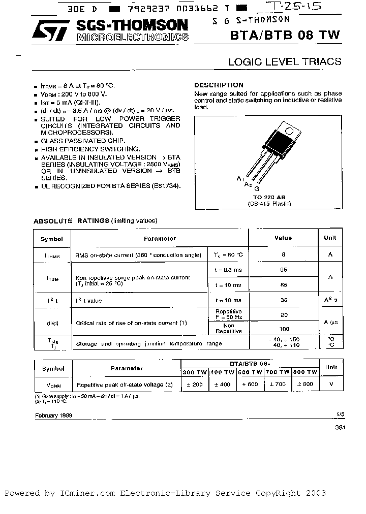 BTB08-200TW_2418270.PDF Datasheet