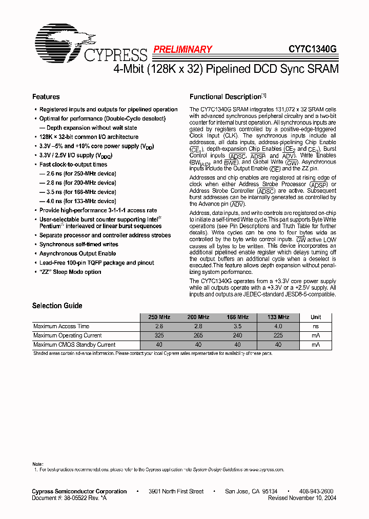 CY7C1340G-100AXC_2429084.PDF Datasheet