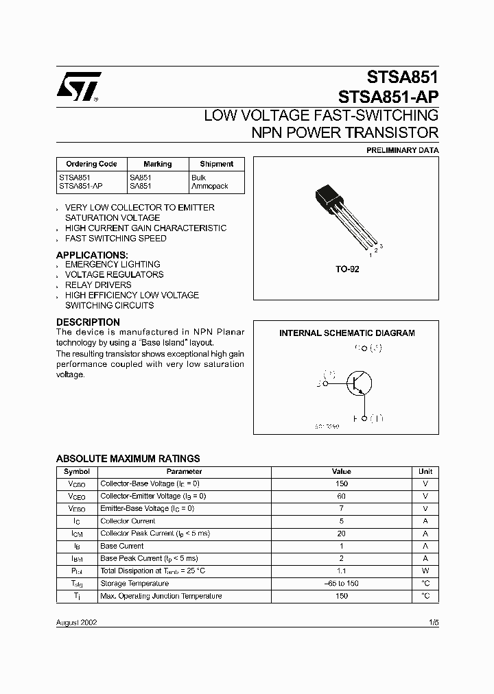 STSA851-AP_2457486.PDF Datasheet