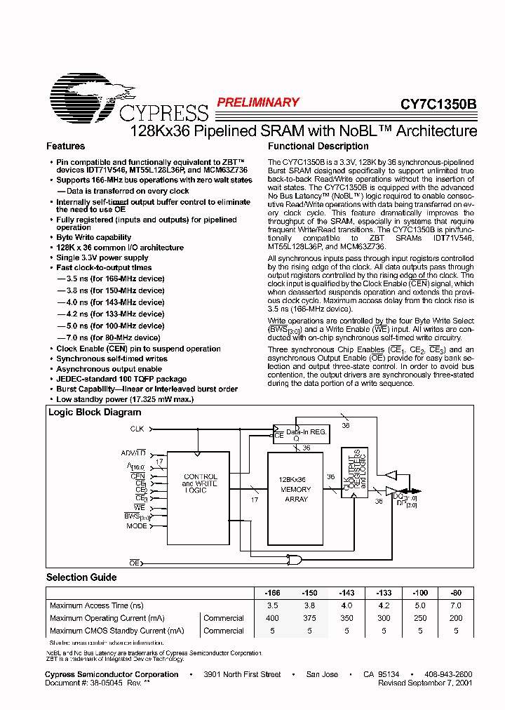 CY7C1350B-133AI_2511184.PDF Datasheet
