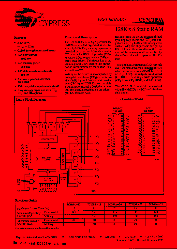 CY7C109A-15DMB_2522356.PDF Datasheet