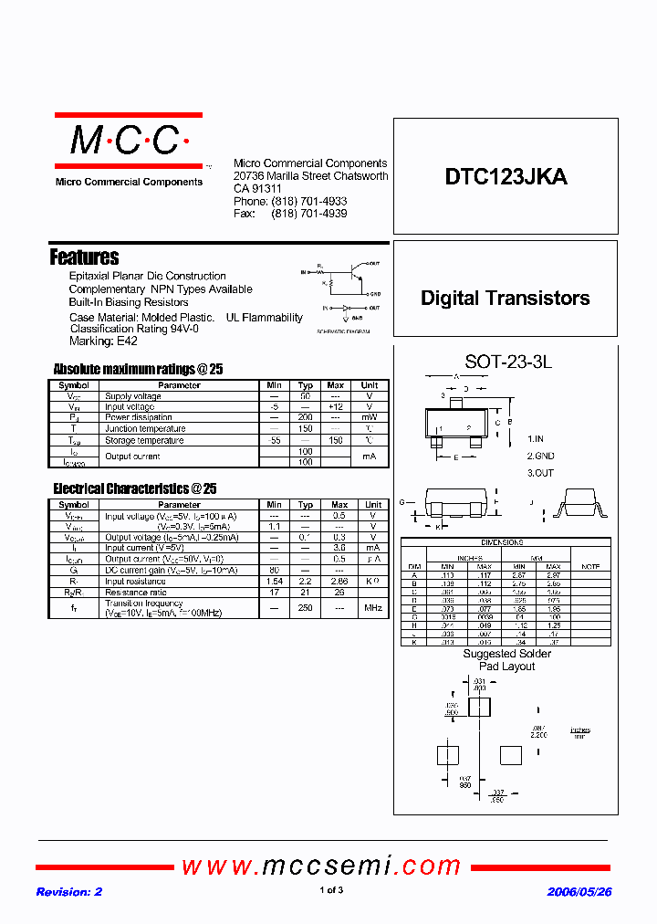 DTC123JKA_2594274.PDF Datasheet
