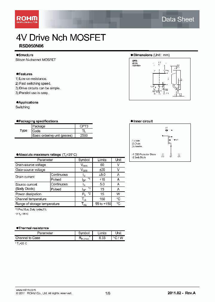 RSD050N06_2594745.PDF Datasheet