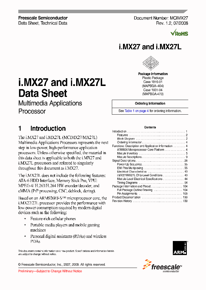 MCIMX27VOP4A_2600611.PDF Datasheet
