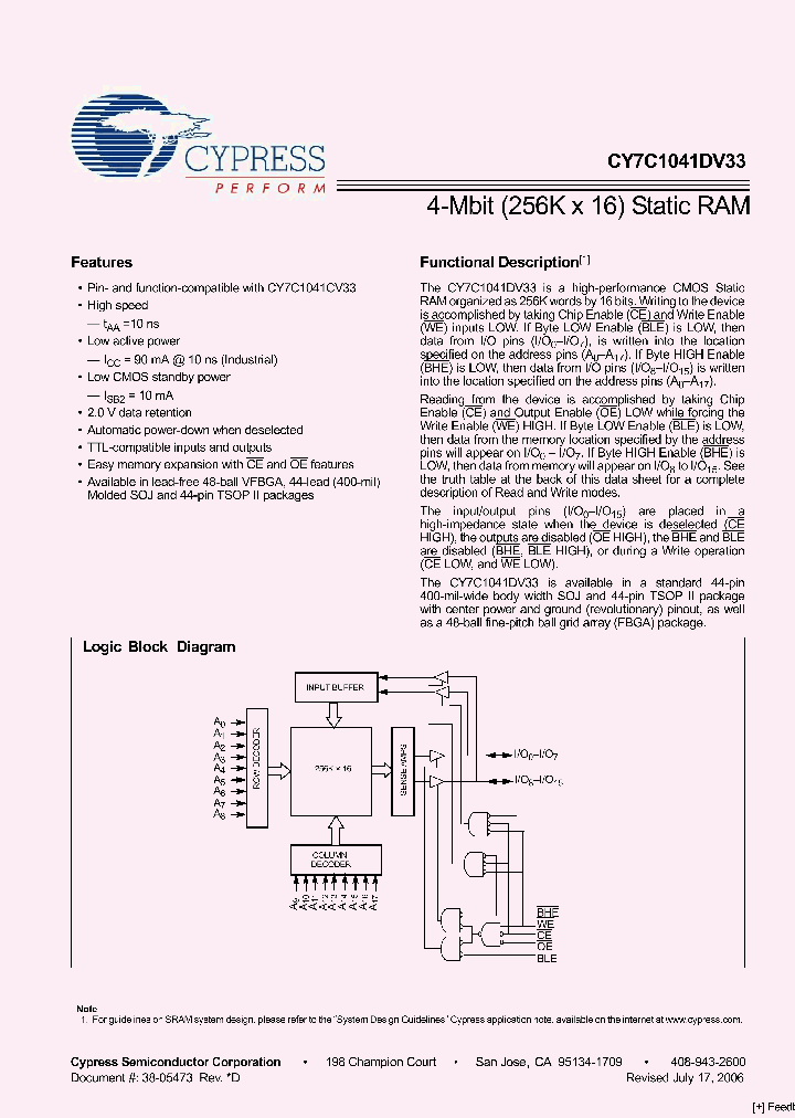 CY7C1041DV33-12BVXE_2624326.PDF Datasheet