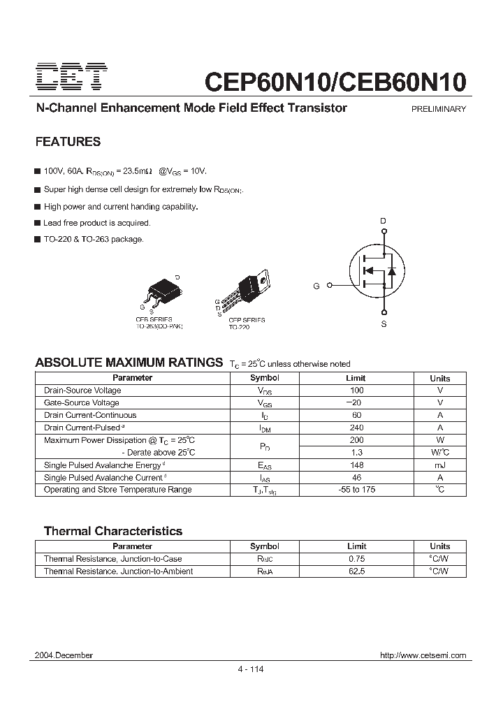 CEP60N10_2684369.PDF Datasheet