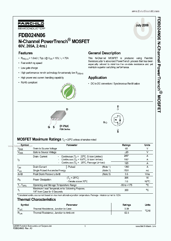 FDB024N06_2706084.PDF Datasheet