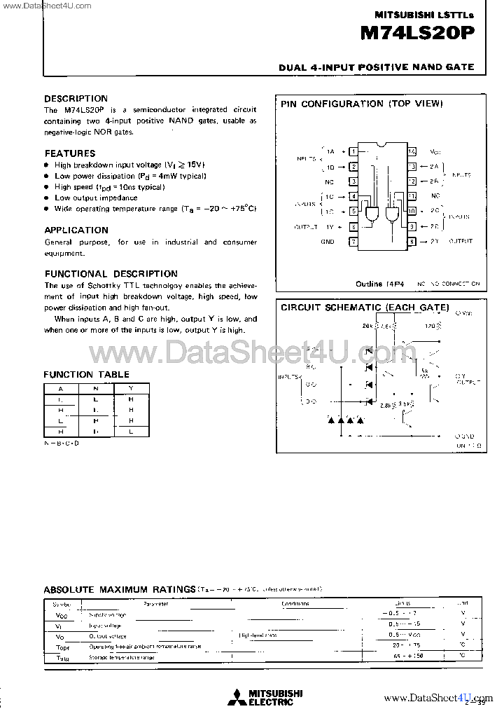 M74LS20P_2721035.PDF Datasheet