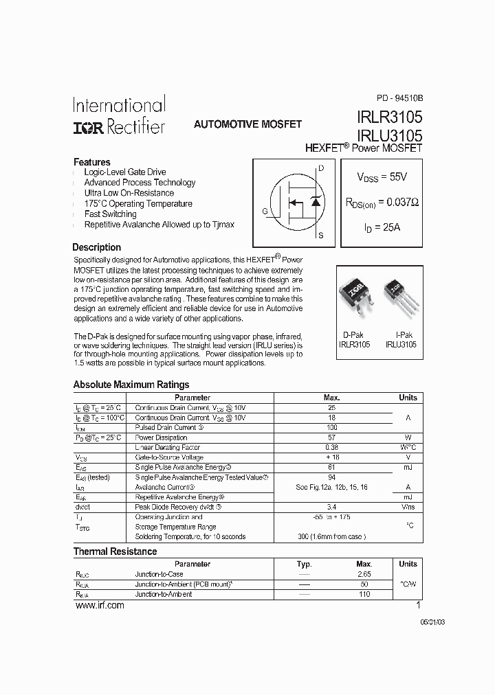 IRLR3105_2764643.PDF Datasheet