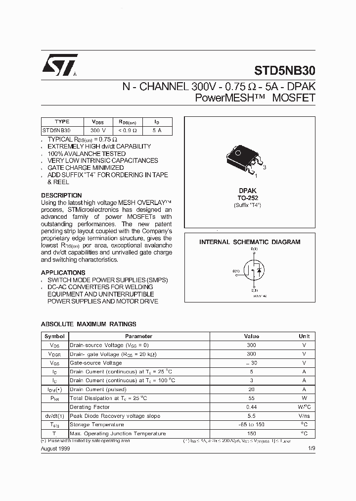 STD5NB30_2764932.PDF Datasheet
