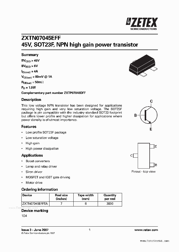 ZXTN07045EFF_2773356.PDF Datasheet
