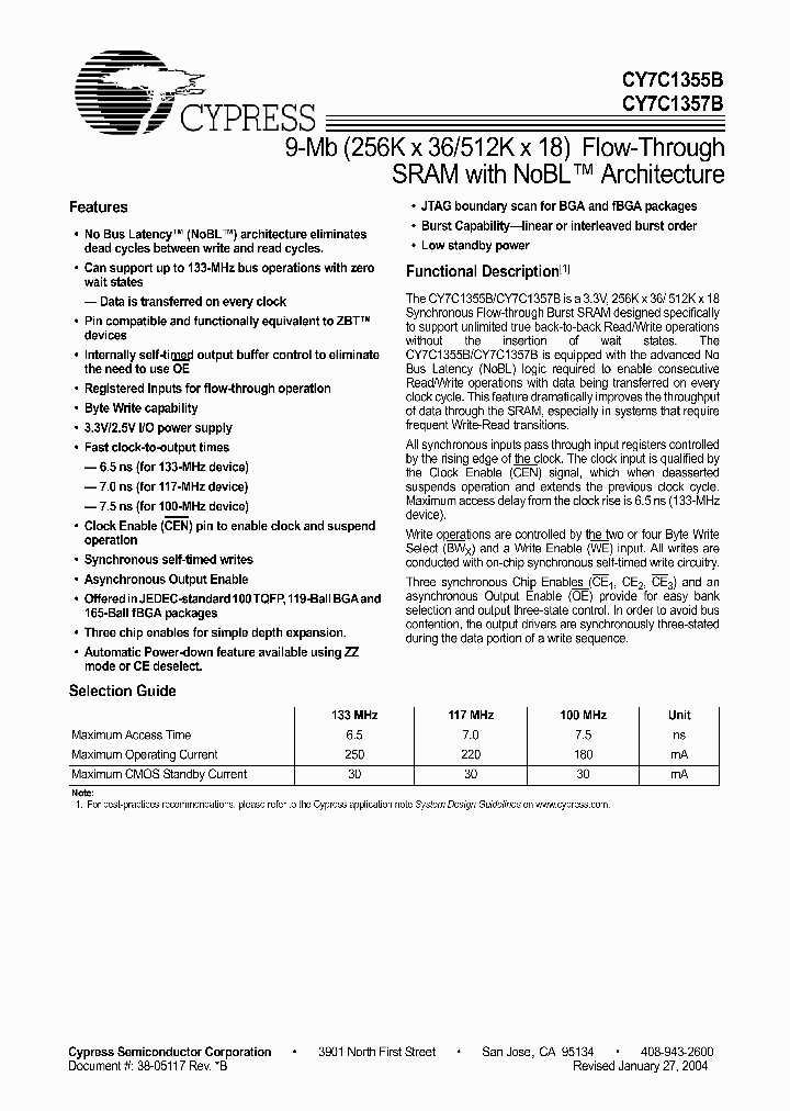CY7C1355B-117BGI_2795307.PDF Datasheet